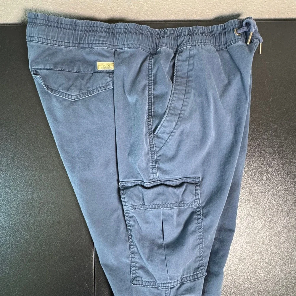 Polo Ralph Lauren Mens Navy Blue Cargo Jogger Pants Size M Ankle Zip Tapered